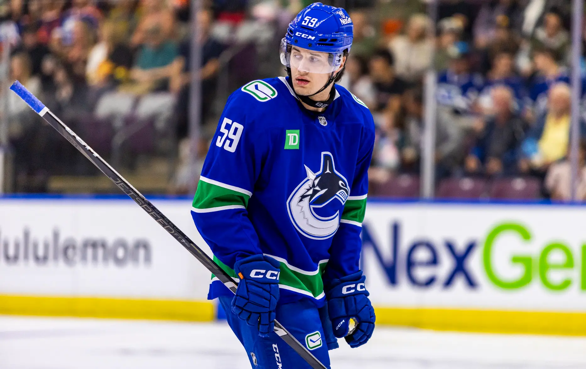 Defenceman Kirill Kudryavtsev during the Vancouver Canucks' 2-0 win over the Edmonton Oilers at the 2024 Young Stars Classic from Penticton, BC